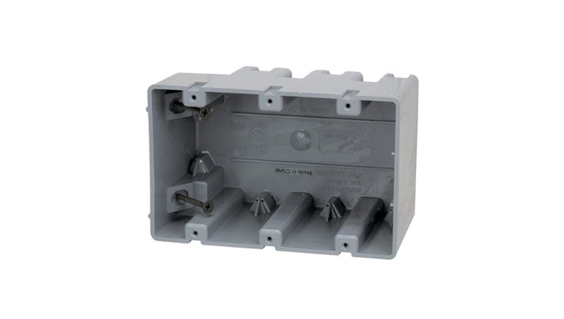 Southwire Electrical Box for Light Fixture, 42lb Support, Depth Adjustable, Three Gang, Gray, MSB3G - Image 1